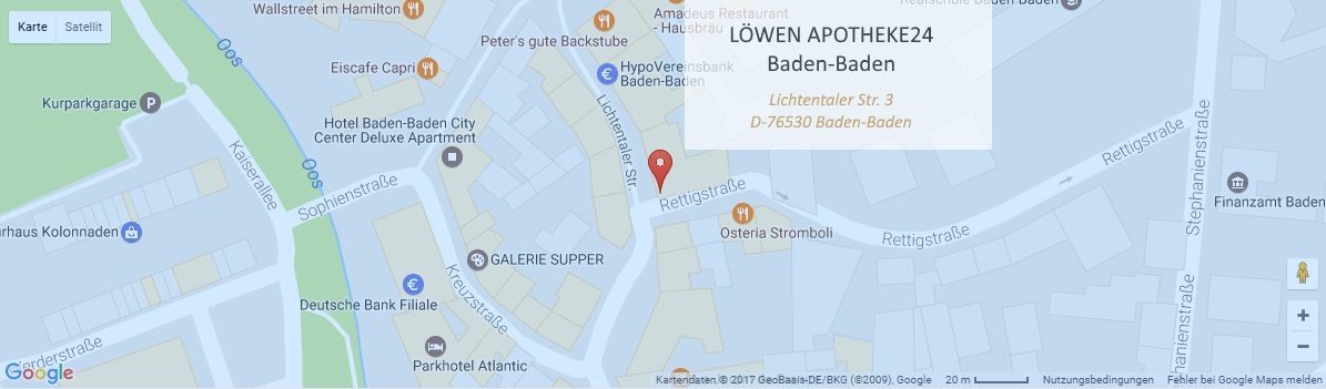 Lion Pharmcy on Map. Map. Contact Löwen-Apotheke24 from Baden-Baden. Online-Shop