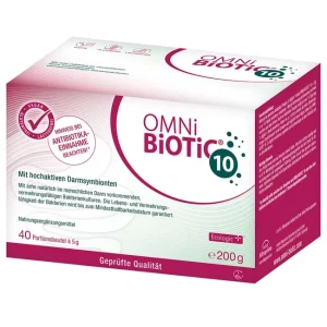 L’image montre : Omni biotic 10 - Allergosan. PZN 13584830. Pharmacie Lions