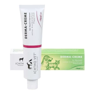 A Box Ichtho vet derma cream with 50 g, pzn 11870129, manufactorer heel, presented by Lions pharmacy