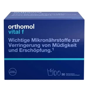 Une boîte d'Orthomol Vital F du fabricant Orthomol, PZN 01319643, Lions Pharmacy