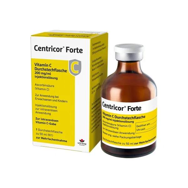 CENTRICOR Forte Vitamin C 200 mg ml solution for injection, 50 ml PZN-17830438, lions-pharmacy 2026
